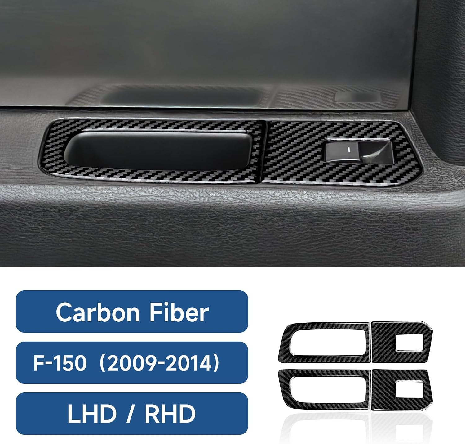 Car Carbon Fiber Sticker Rear Window Lift Switch Panel Interior Trim Cover for Ford F150 2009 2010 2011 2012 2013 2014 Accessories（Style C