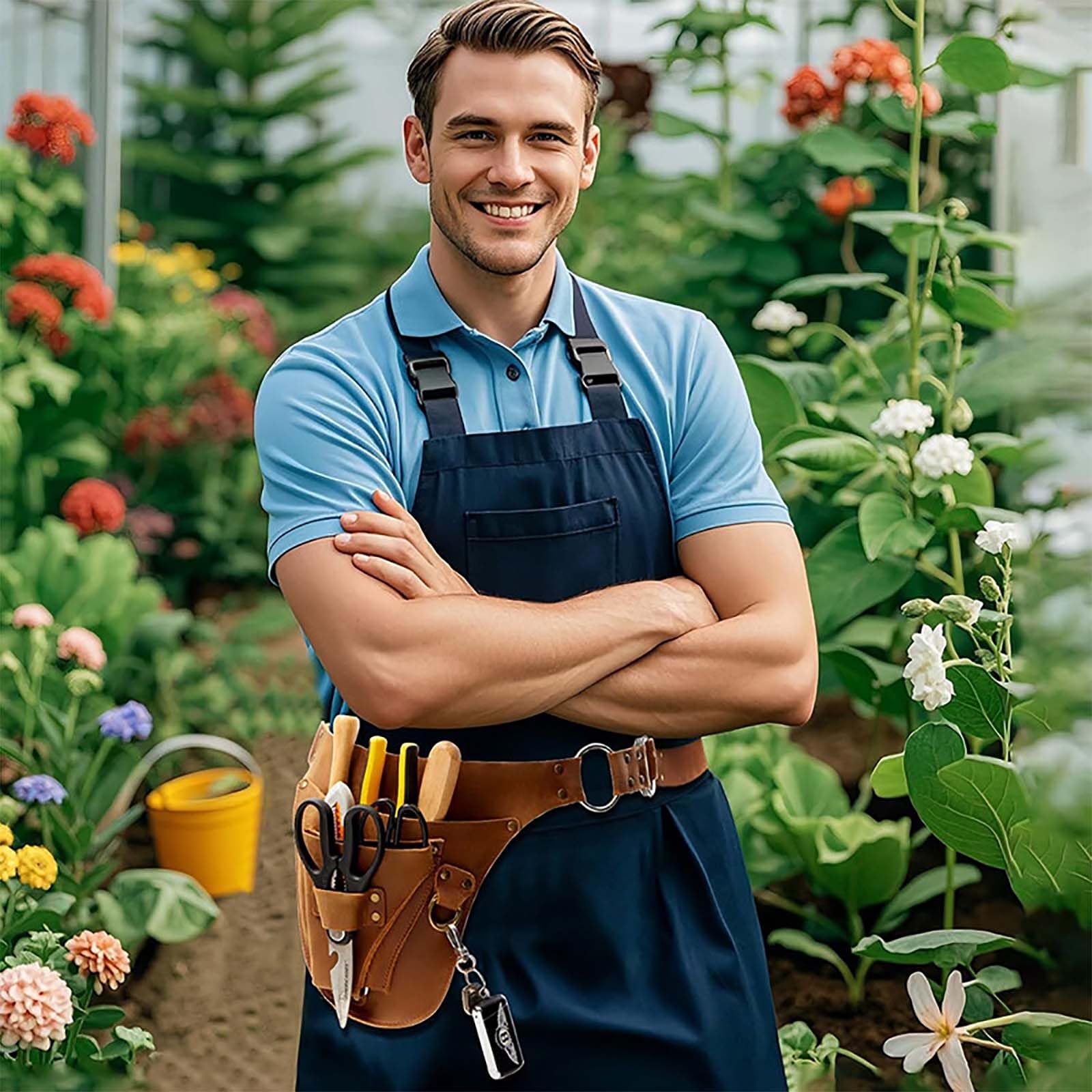 Ceinture à Outils de Jardinage, Petite Ceinture en Cuir, Cadeaux de Jardinage, Sac pour Femme, étui de Fleuriste, Trousse à Outils multifonctionnelle personnalisée, Marron Naturel
