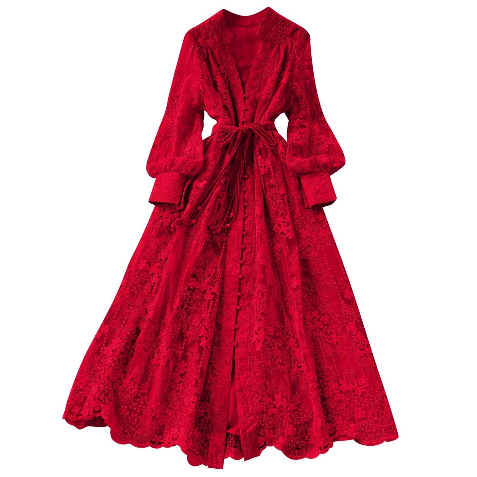 Vestido de noche para mujer, elegante, casual, con cintura bordada y mangas, vestido de noche largo