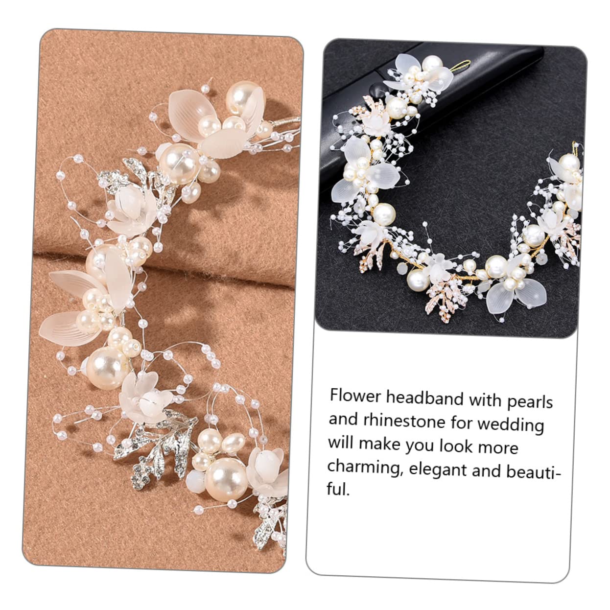 MAGICLULU 5 Pz Cerchietto Con Perle e Diamanti Ragazza Dei Fiori Fasce Per Bambini Gioielli Per Copricapo Di Foglie Di Nozze Sposa Lega Manuale Accessori Per Bianca