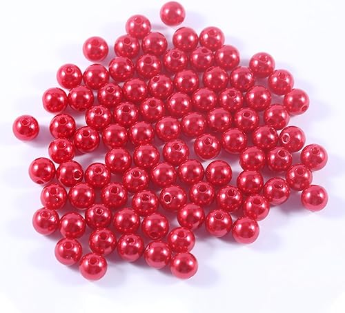 Miniatura 2 de 600 cuentas de perlas para manualidades, cuentas redondas de 0.315 pulgadas con agujero para hacer joyas, manualidades, pulseras, collares y relleno
