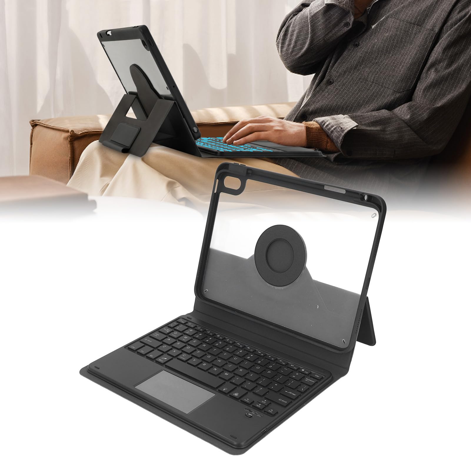 Custodia con Tastiera Bluetooth con Retroilluminazione Colorata e Touchpad per Tablet IOS Cover Wireless Portatile da 10,9 Pollici 2022