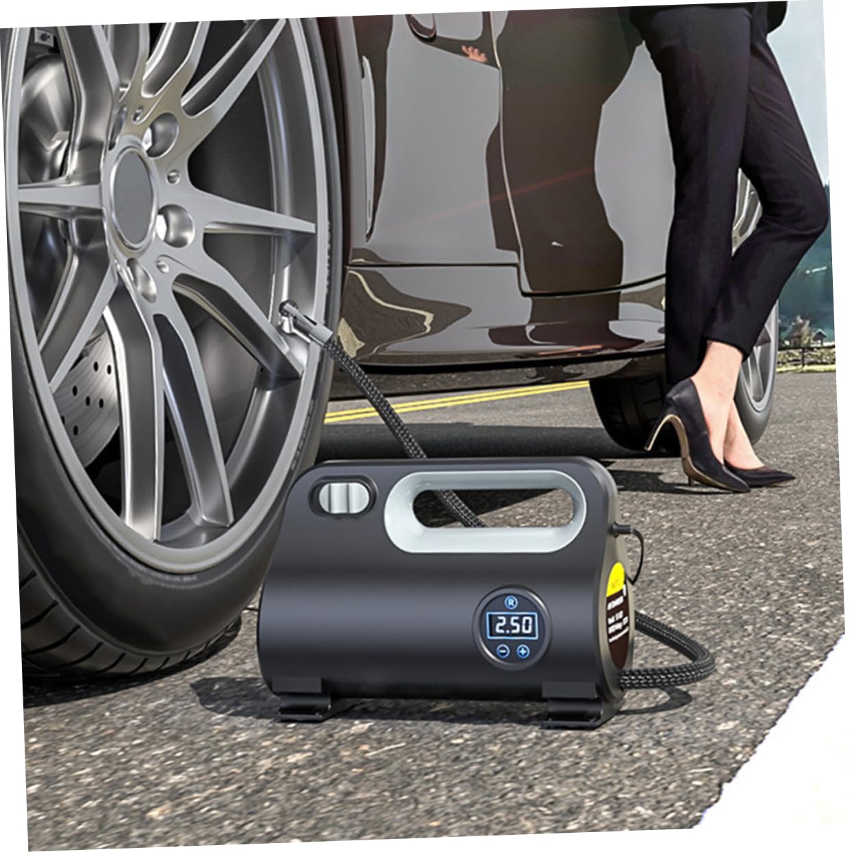 GLEAVI Gonfleur de Pneus Portable 120 W Dc12 V en Abs pour Voiture