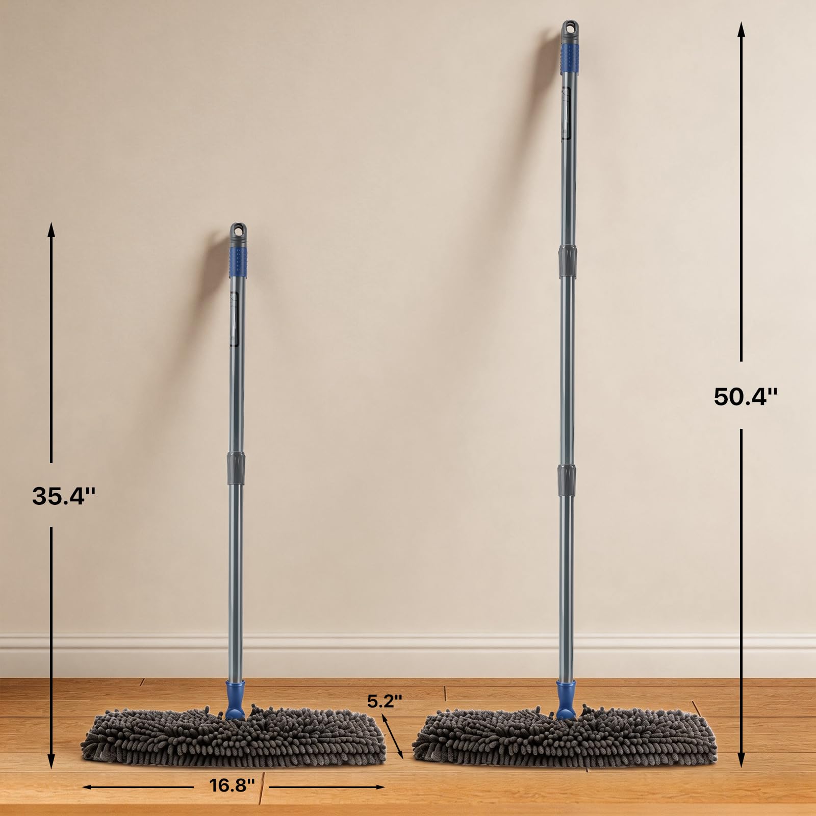 Masthome Mikrofaser-Mops für Bodenreinigung, Staubwischer mit 4 wiederverwendbaren Pads, Flacher Flip-Mops für Nass- und Trockengebrauch, professioneller Mikrofaser-Mop für Hartholz, Laminat