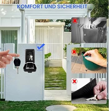 Key Box with Lock 12 Digit Code Weatherproof Aluminium Alloy Wall Mount Large Capacity for 5-8 Keys Silver (9.1 x 5.7 x 13.4 cm)