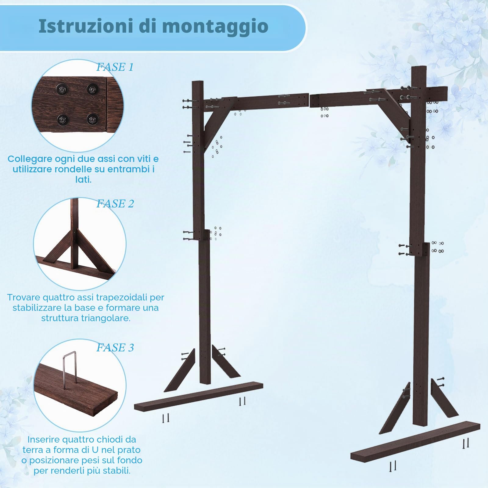 Arco per matrimonio, in legno, 2,28 m, decorazione quadrata, per matrimoni, decorazione classica, per matrimoni, archi di rose, archi da giardino e da giardino