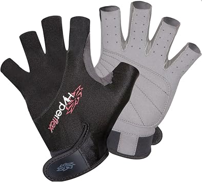 Hyperflex 3/4 Fingerless Gloves Helps Protect Hands - Kayak Gloves for Kiteboarding, Canoeing and Stand-Up Paddle-Boarding - Padded and Vented for Durability and Comfort - Adjustable Wrist Cinch