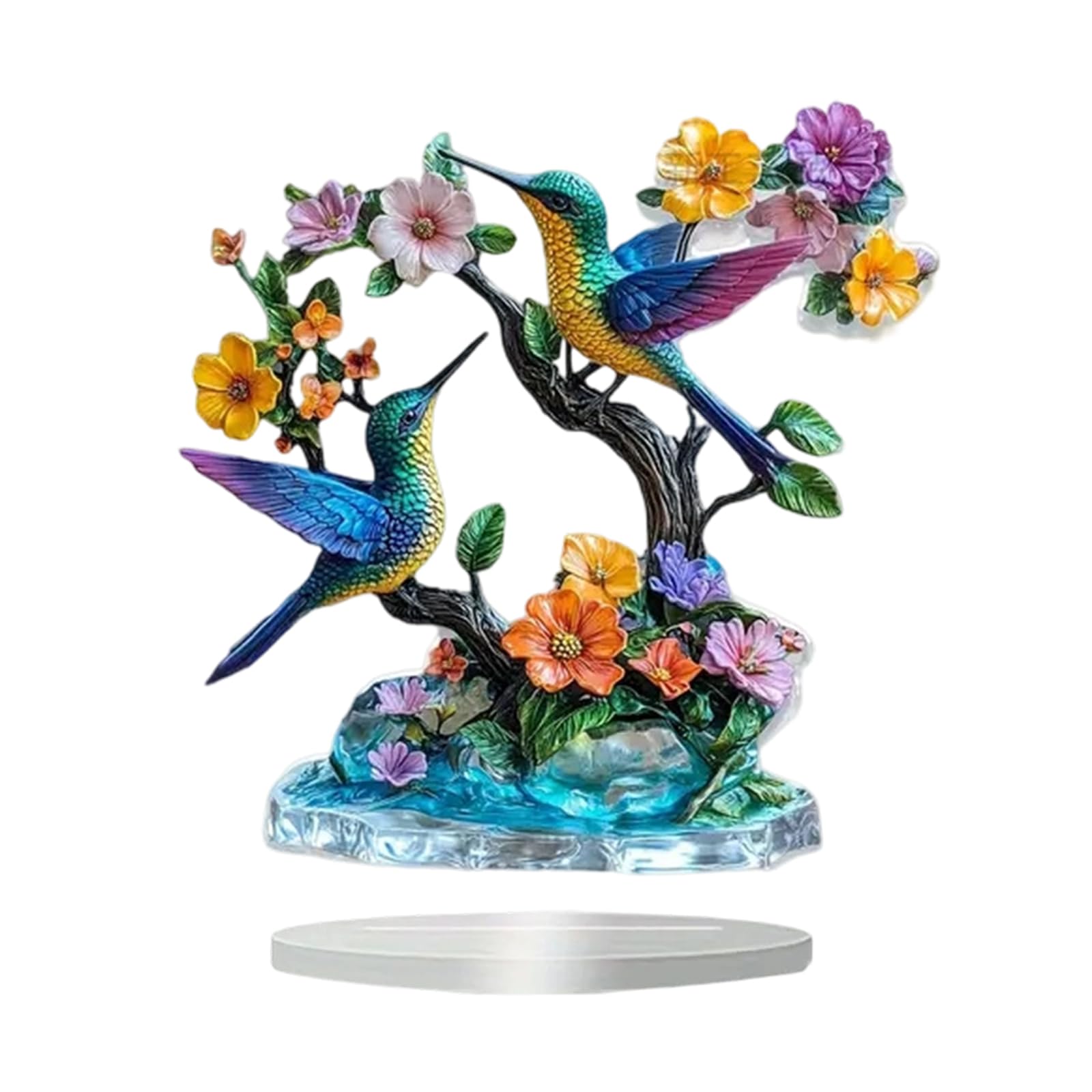 Snorvixre Branch Bird Statue Figurine Animal Sculpture Home Decors Tabletop Centerpieces Collectible Decorative Figurine Acrylic Flower Branch Bird Figurines