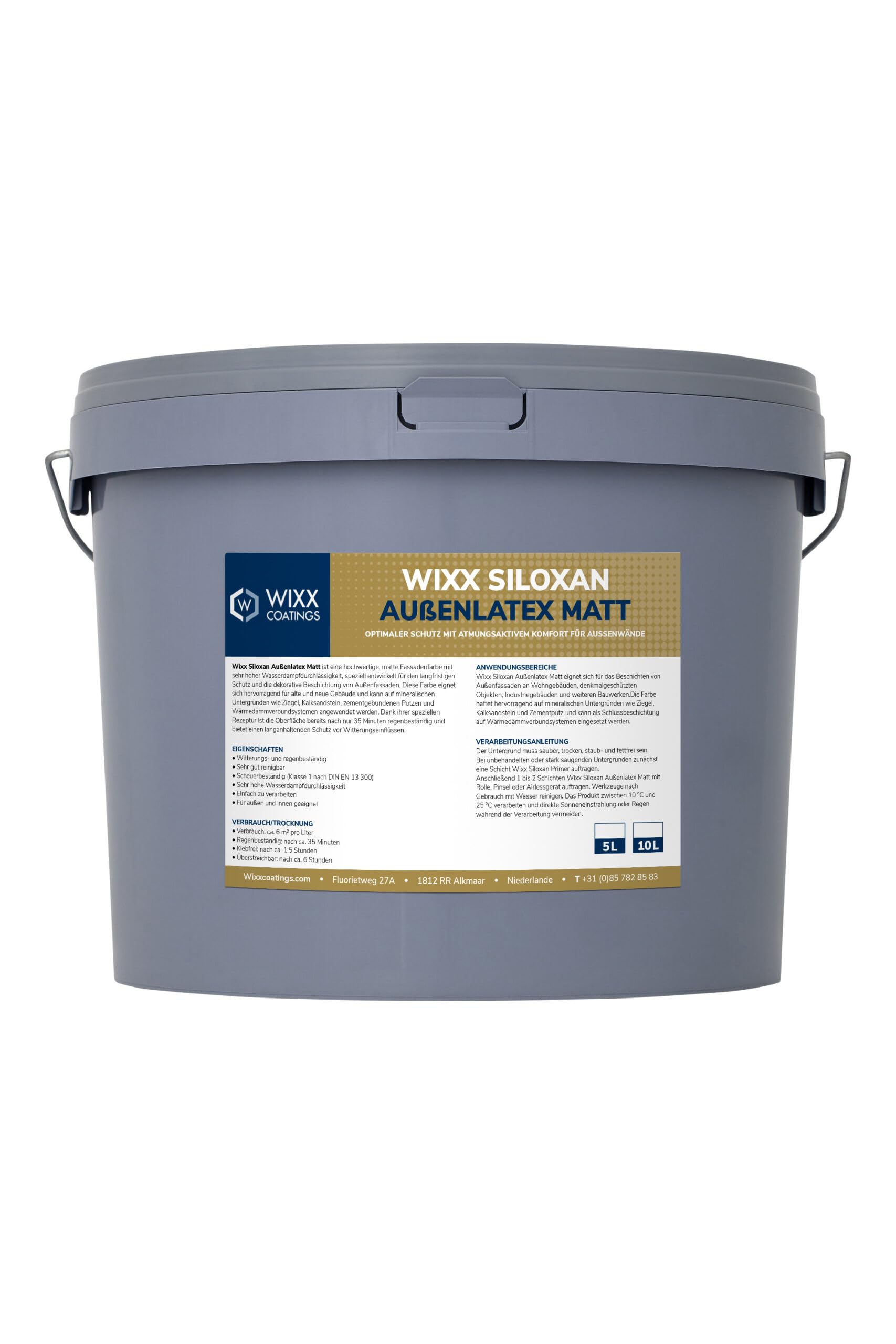 Wixx Latex Extérieur Siloxane Mat - RAL 7016 | Gris anthracite - 5L