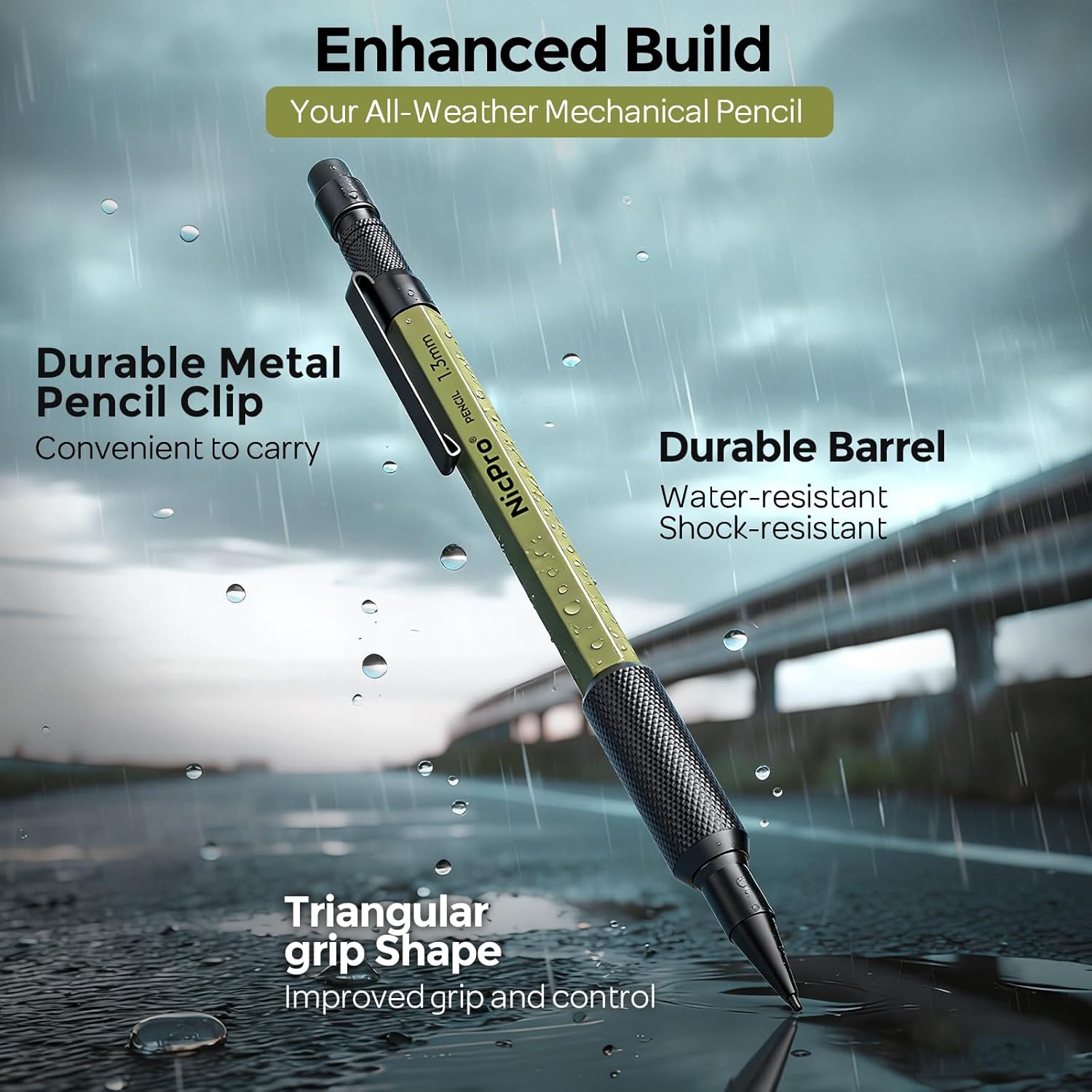 Nicpro Waterproof Notebook with 1.3mm Mechanical Pencil Set, TPU Fabric Cover, 4.8"x7" Stone Paper Notebook, Carpenter Pencil 1.3 with Lead Refill & Eraser for Outdoor Journal Travel Drafting Drawing