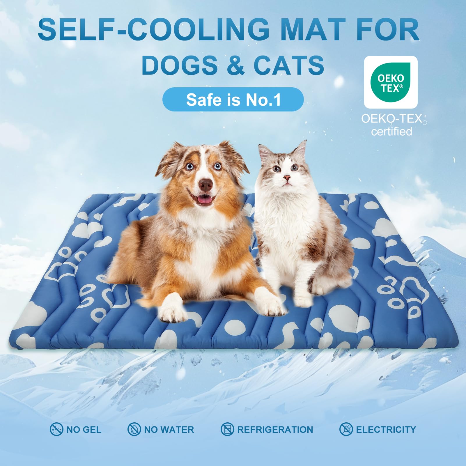 BEAUTYZOO Alfombrilla de refrigeración mejorada para perros, extra grande, reversible, para perros, manta gruesa para enfriar el hielo para mascotas, manta para verano, sofá, cama, asiento de coche