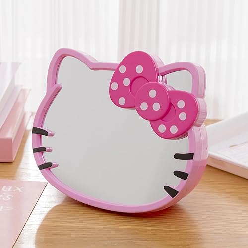 Espejo de escritorio, forma de gatito, Kawaii y espejo de maquillaje para ti en el baño o dormitorio, rosa, regalo de cumpleaños para hola,