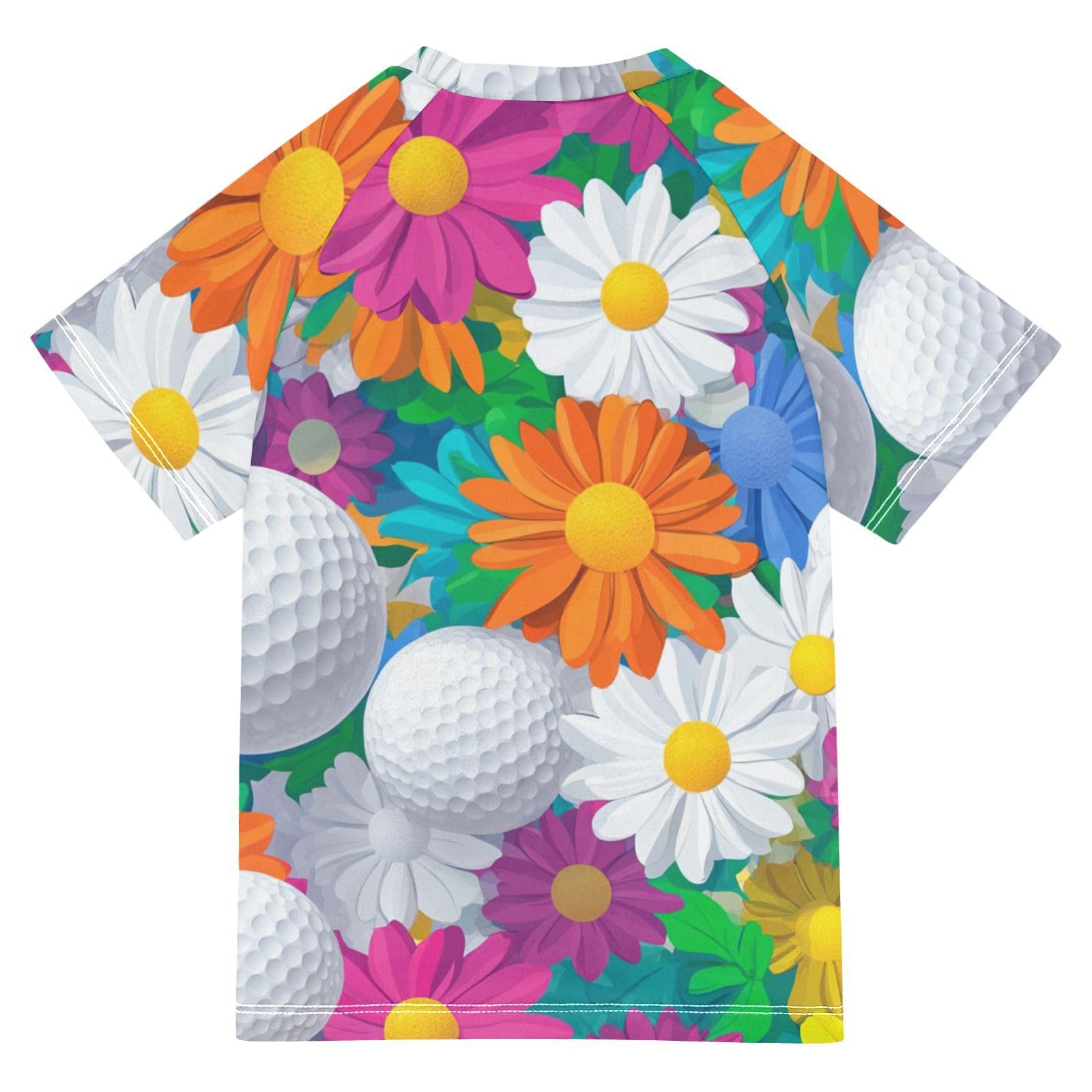 Jucciaco Boys Short Sleeve T-Shirts Golf Flower Sport Colorful Rashguard Kids Swim Shirts Sun UPF 50+