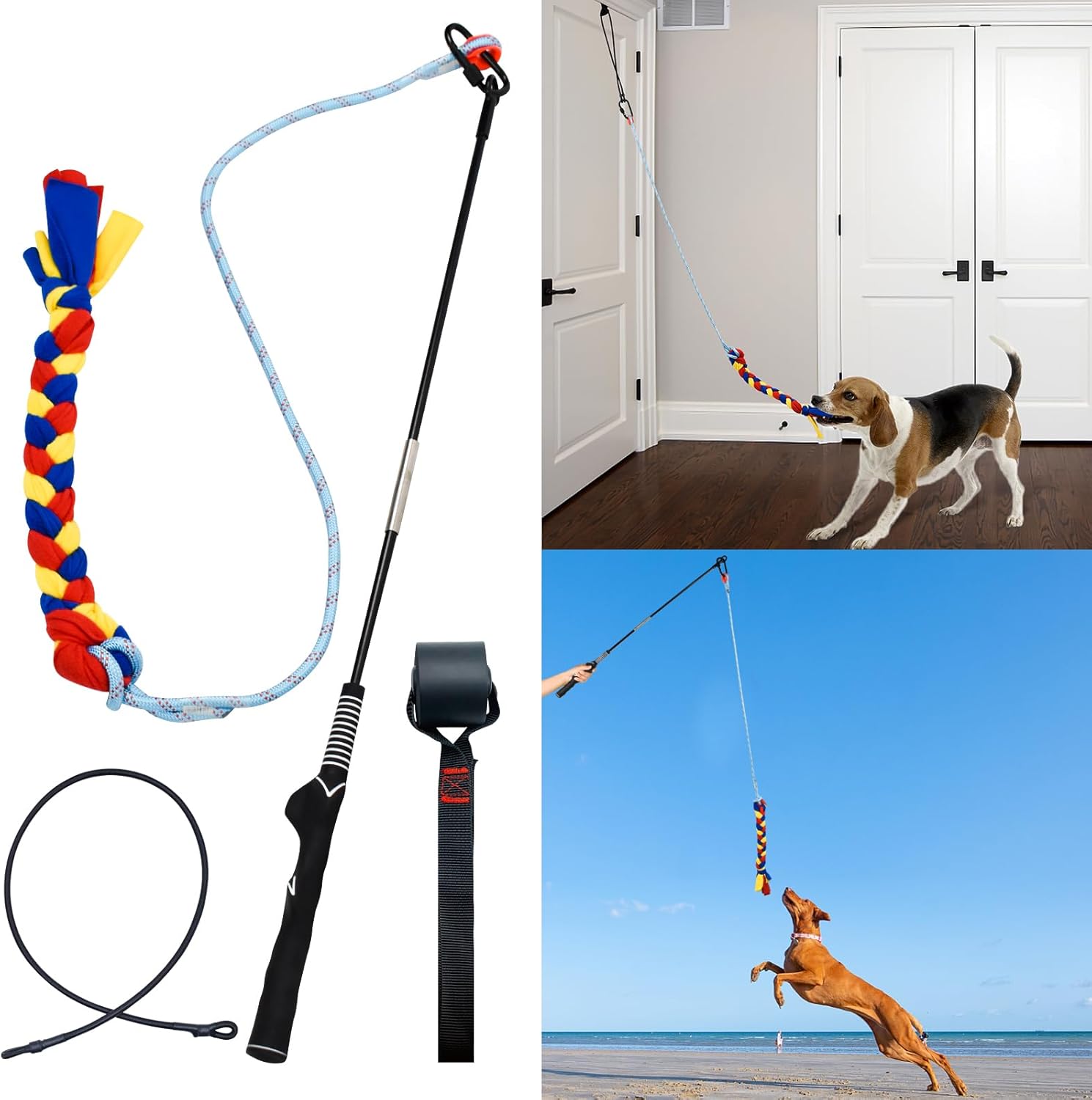 Pet Supplies Flirt Pole Toy for Dogs,Interactive Dog Toys for Chase