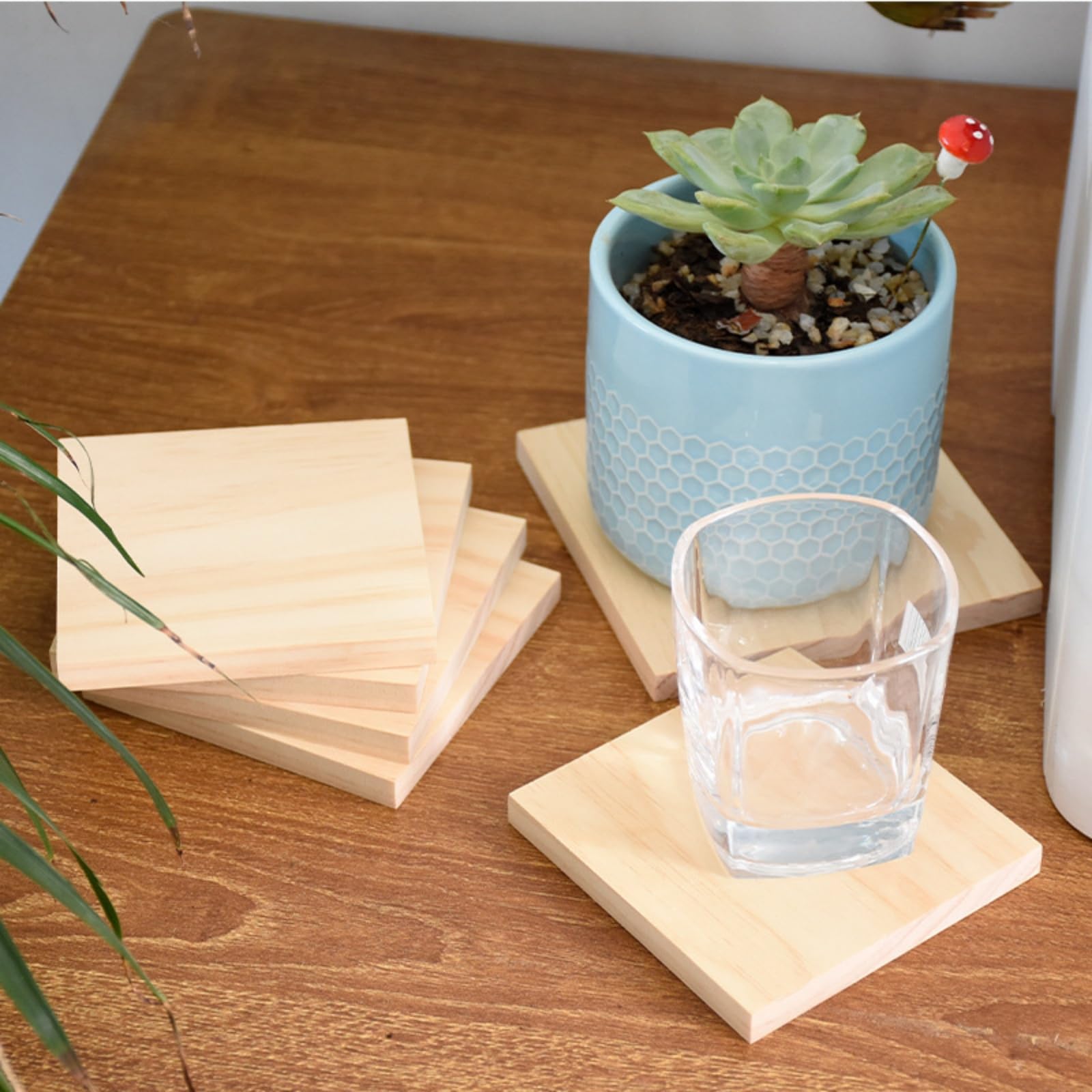 6PCS Unfinished Wood Square Blocks for Crafts 15x15x2.5cm Blank Wooden Squares Pine Wood Boards for Wood Carving,DIY Coasters,Painting & Burning - Image 2