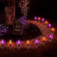 Vista 16 de Luces de camino de Halloween para exteriores, paquete de 10 luces de estaca para decoración de fiesta de Halloween con bombillas C9 transparentes