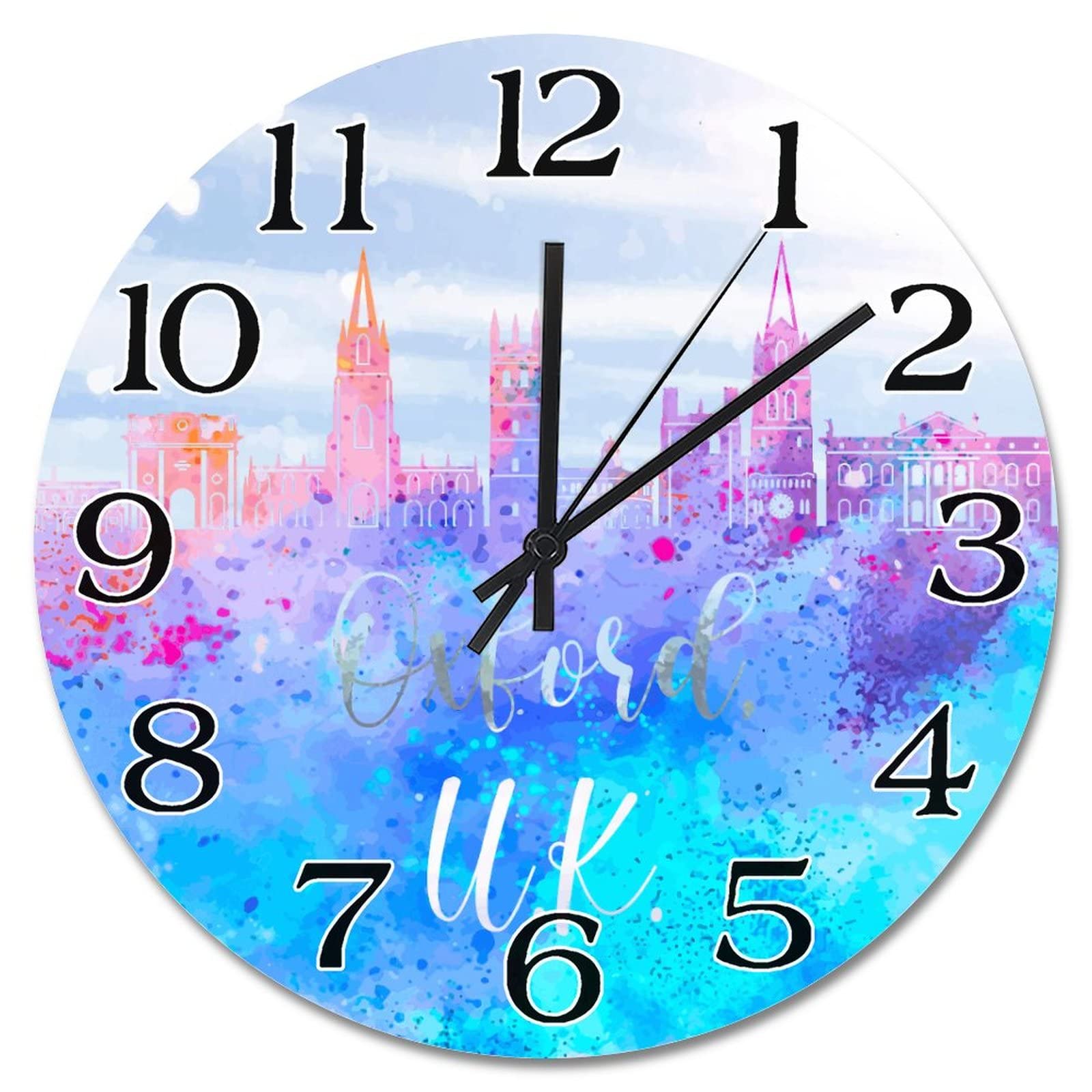 Horloge murale silencieuse Oxford grand format 38 cm à piles pour décoration de chambre