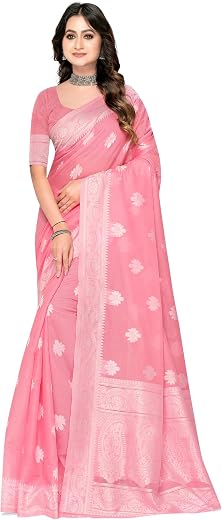 Shasmi Women's Grey Banarasi Kanchipuram Art Silk Saree for Women – Traditional Wedding & Party Saree with Blouse Piece – ...