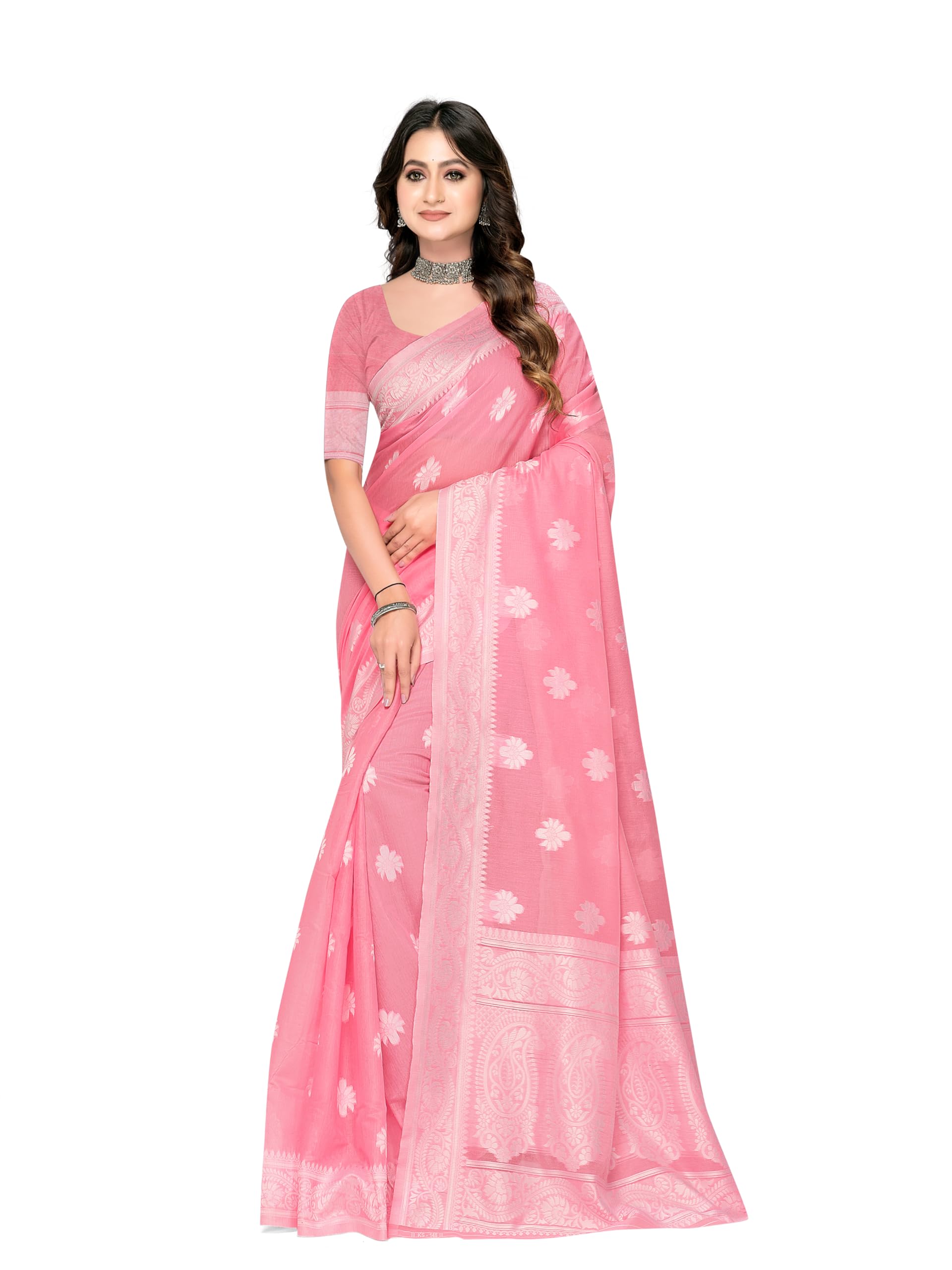 shasmi Women's Grey Banarasi Kanchipuram Art Silk Saree for Women – Traditional Wedding & Party Saree with Blouse Piece – Ethnic Indian Silk Saree for Bridal, Festive & Gifting (KS-148)-picture-26