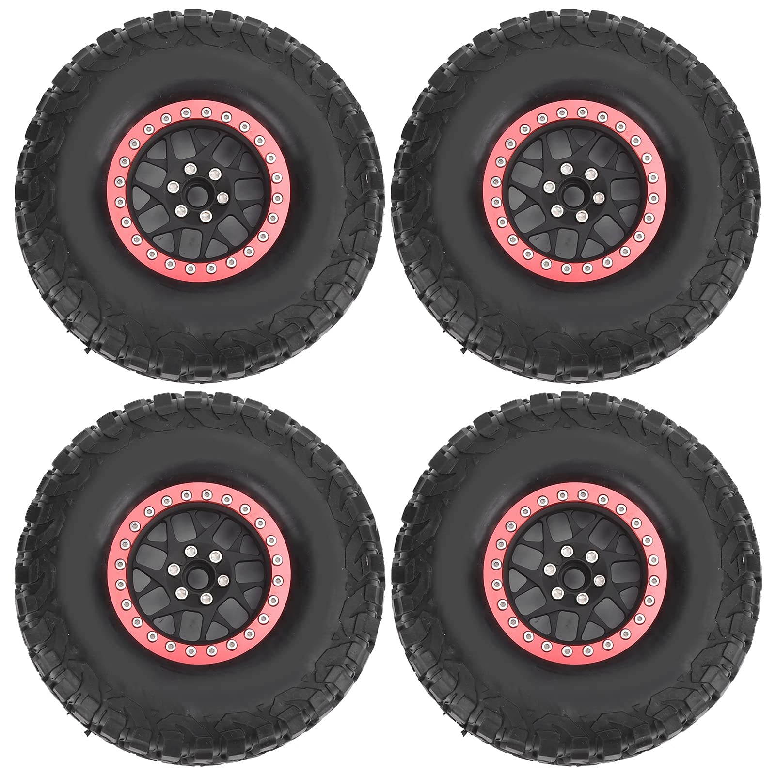 Cerchioni in gomma Beadlock da 4 pezzi, accessori per auto cingolate 1/10 RC, cerchi in lega ad alta aderenza con superficie antiscivolo per Hsp//Axial SCX10 D90, pneumatici di (Nera)
