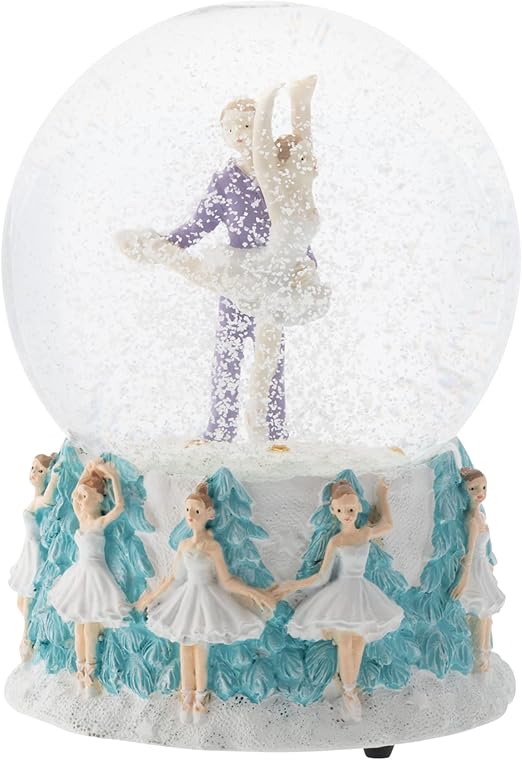 Elanze Designs Prince and Clara Dancing 100MM Sturdy Wind Up Musical Glitter Water Snow Globe Tabletop Figurine Decoration Plays Tune Dance of The Sugar Plum Fairy