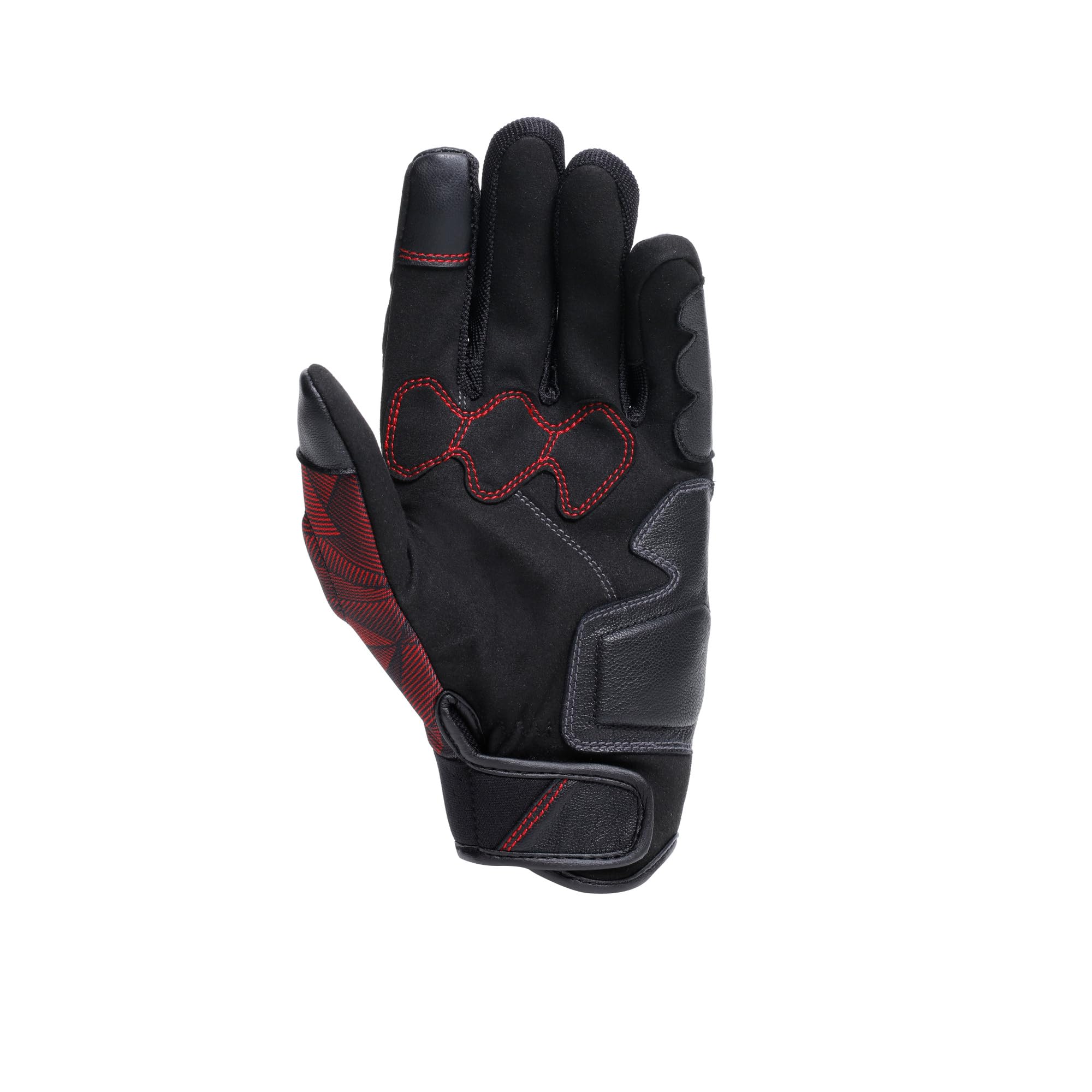 DAINESE - Ermex Gloves, Guanti Moto Estivi, Traspiranti con Inserti in Mesh, Protezioni Rigide sulle Nocche, Rinforzi in Pelle, Touchscreen, L, Nero e Rosso Lava