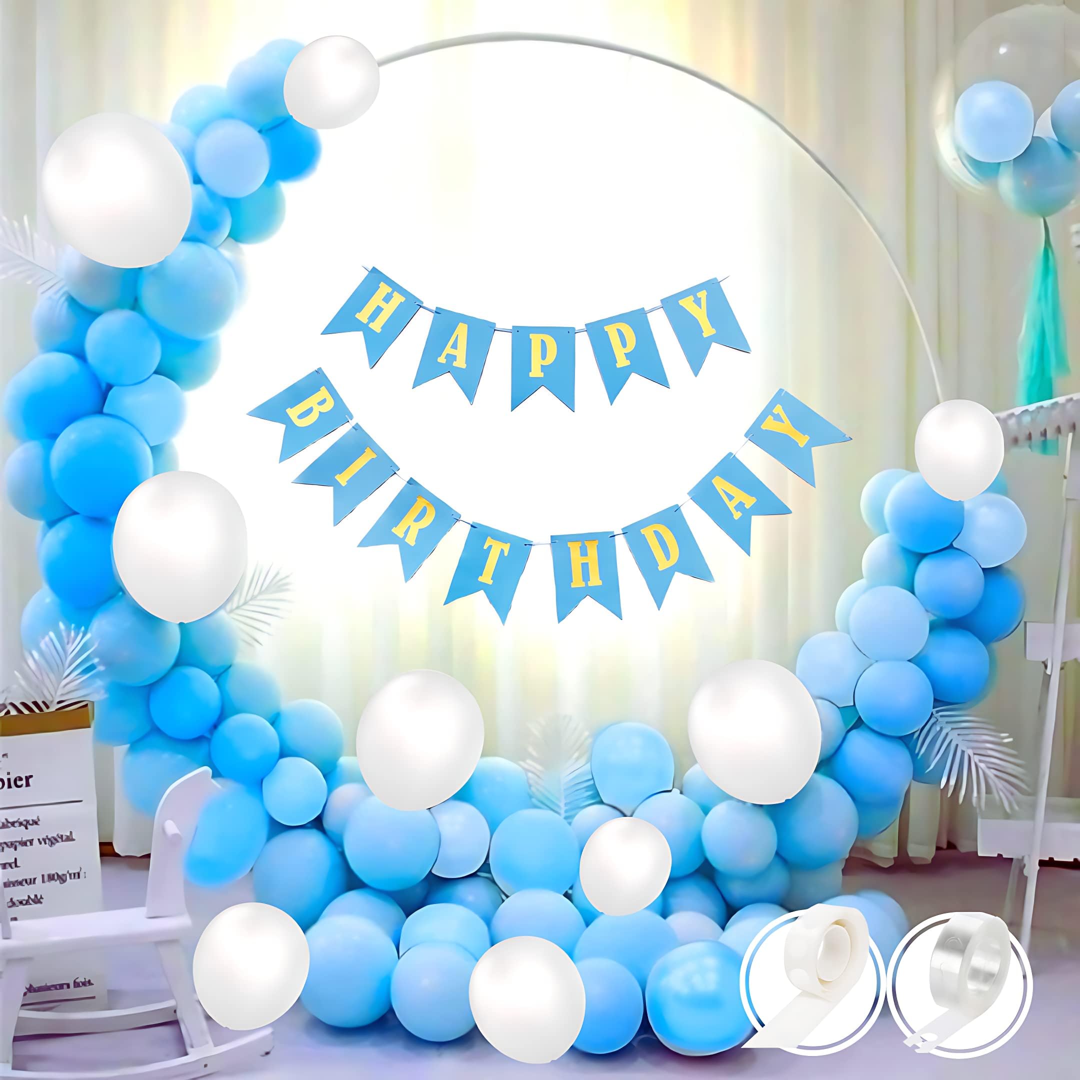 Flyloons 53pcs set of Birthday Decorations items for boys with Blue ...