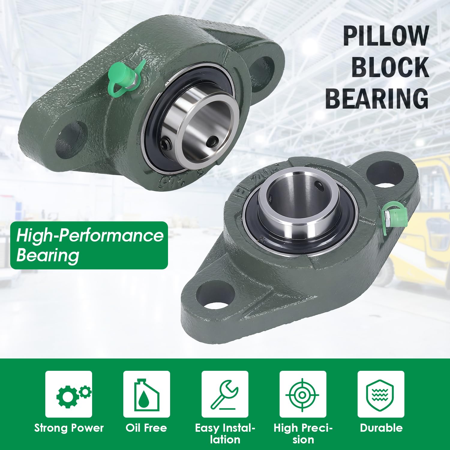 Tissting Lot de 4 Paliers à Semelle UCFL205, Roulement à Bride 25 mm (1 Pouce) en Fonte, Support Auto-Alignant pour Transmission Mécanique et Équipement Industriel