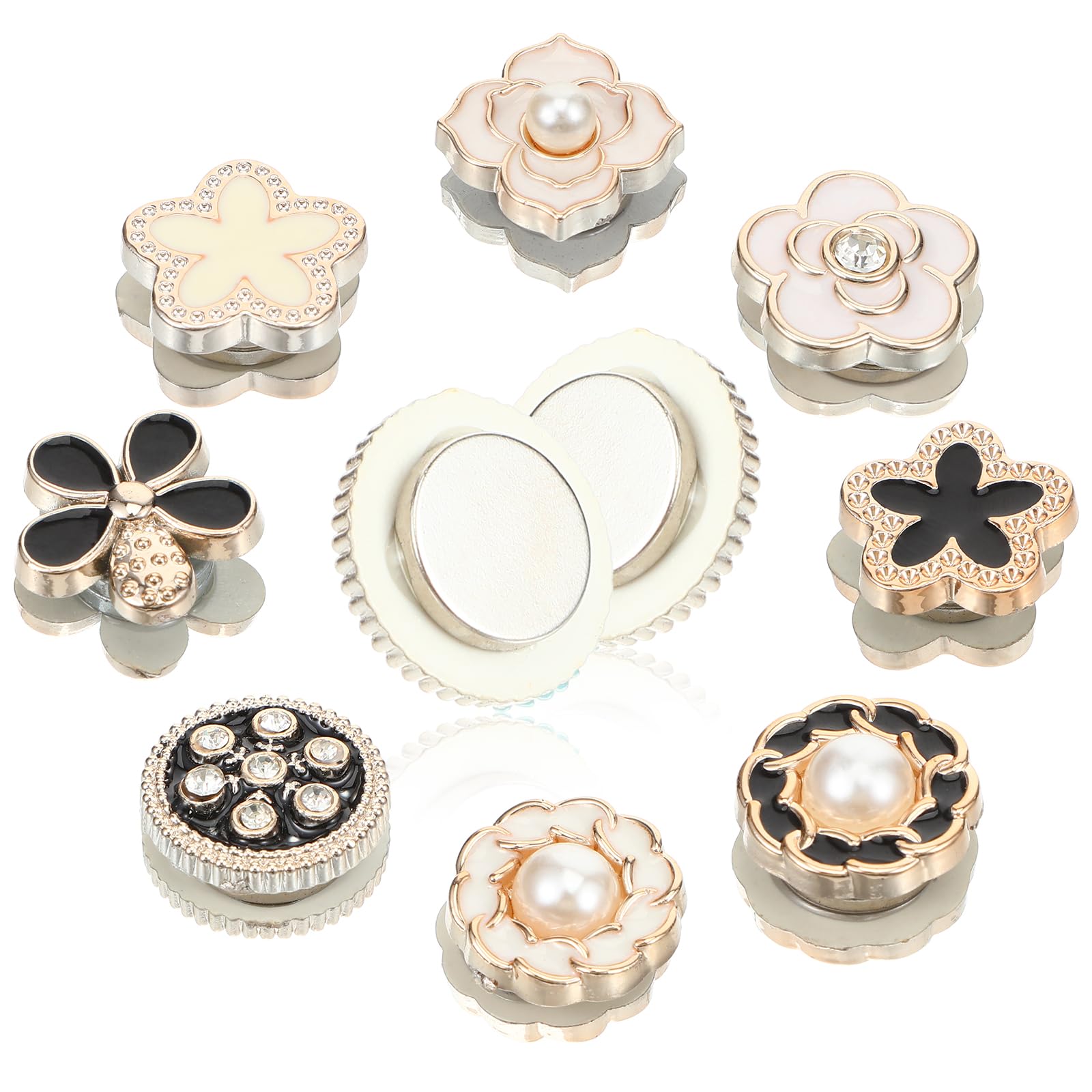 Muiltvoe 8 Pairs Magnetic Hijab Pins, No-Snag Hijab Magnetic Pins Strong Magnet Scarf Clasps Multi-use Pinless Safety Buttons for Scarves Hats Clothing, Black White