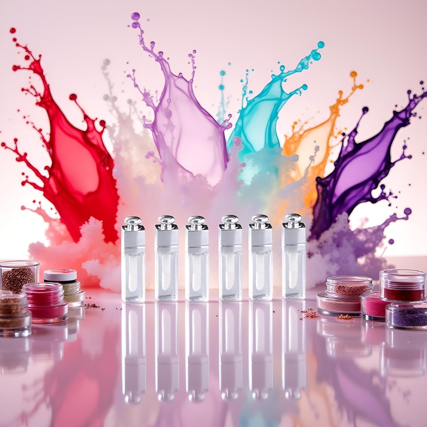 6 contenitori vuoti trasparenti per lucidalabbra, trasparenti, ricaricabili, mini contenitori per rossetto, per trucco fai da te, lucidalabbra, labbra (3 ml)