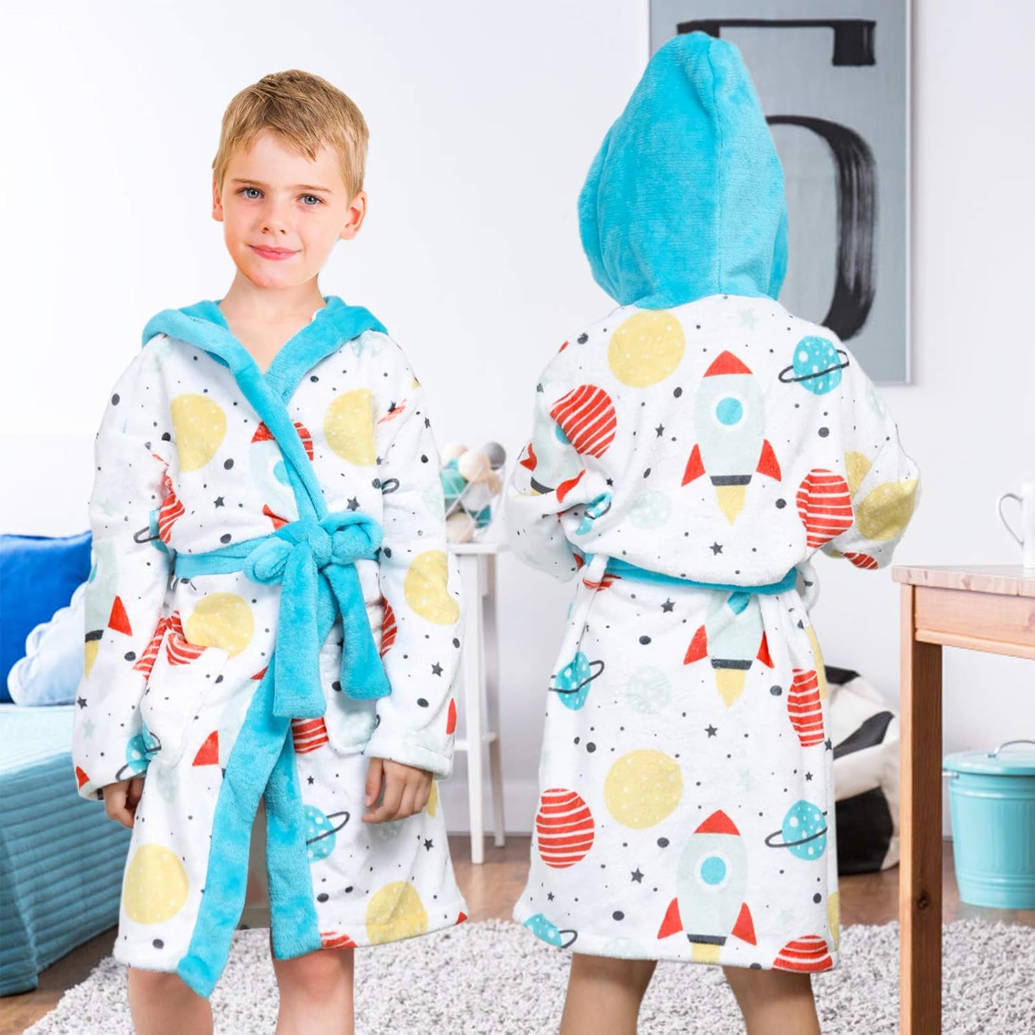 Sylfairy Kid Robe, Flannel Bathrobes for Boys Girls Hooded Pajamas Sleepwear: Clothing, Shoes & Jewelry