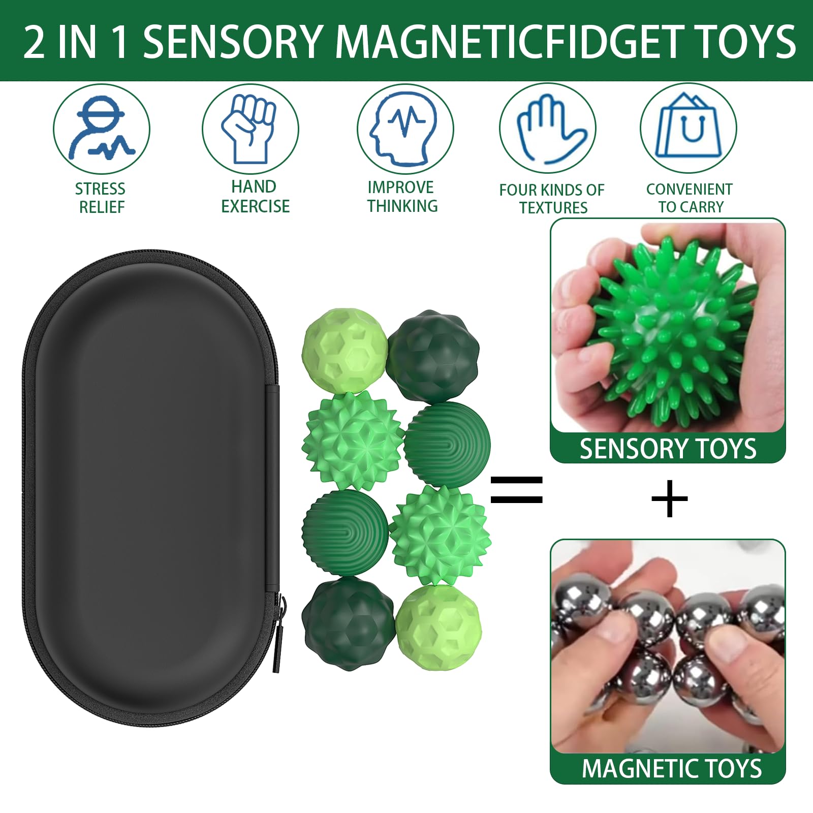 8 Stück Magnetische Fidget Toys - Anti-Stress Bälle Für Erwachsene & Kinder