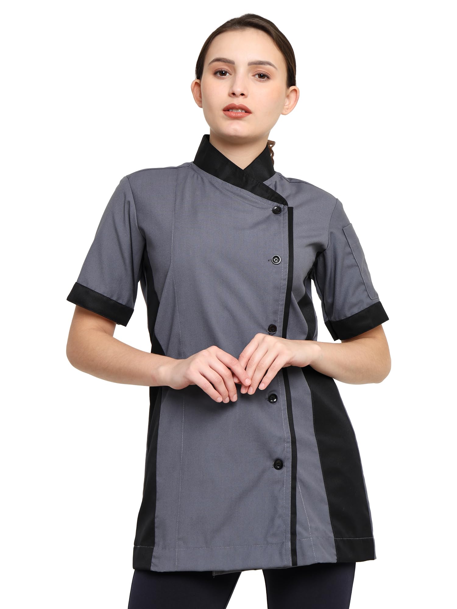 MixStuff Women's Grey Half Sleeves X-Large Chef Coat's (Chef Jacket)-picture-28