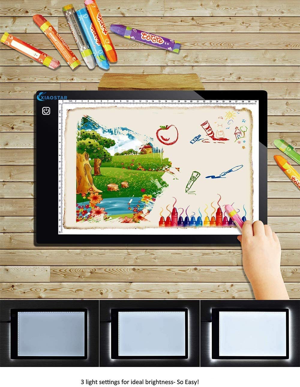 XIAOSTAR Tablette Lumineuse A4,Tableau de Copie à LED A4 Super Mince pour Tableau de Dessin avec Câble USB avec Luminosité Réglable pour Animationdessin,Esquisse,Visualisation Aux Rayons X(noir)