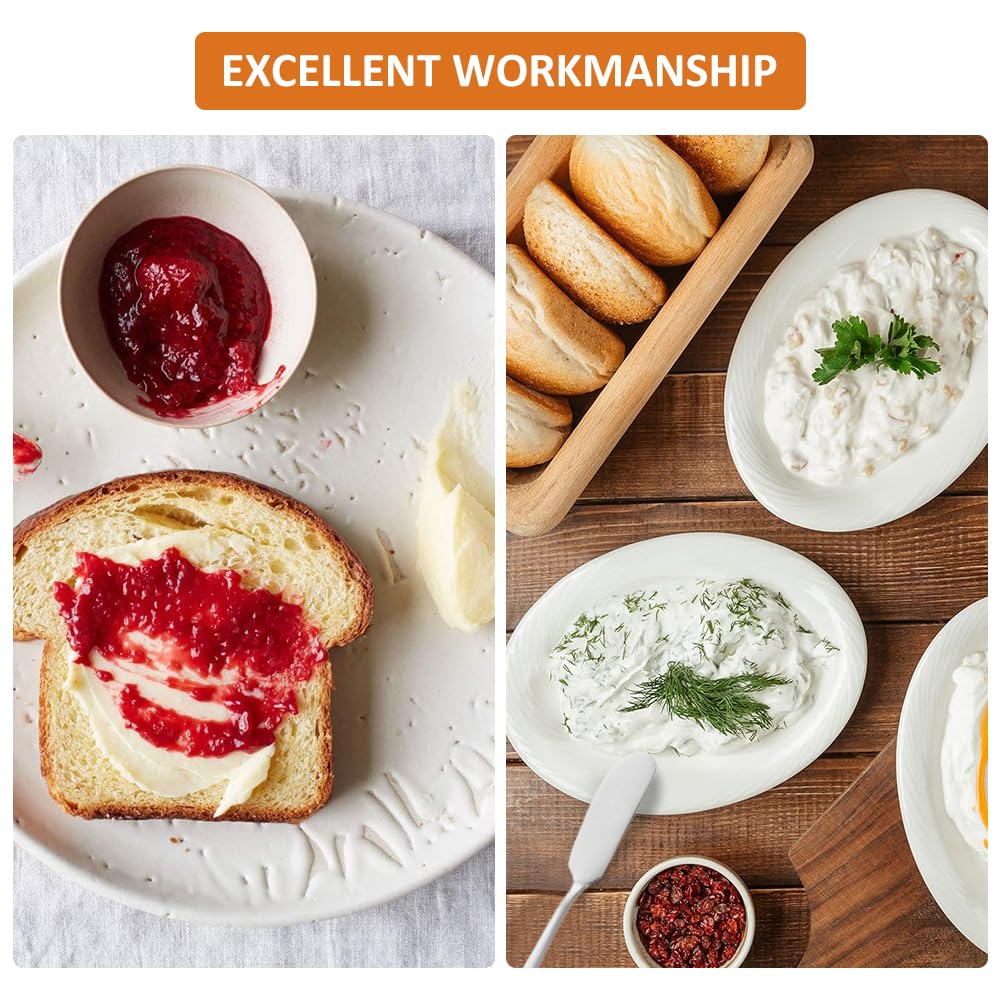 Juego de 6 cuchillos de mantequilla pequeños, de acero inoxidable, cuchillo de mantequilla, cuchillo de queso, cuchillo de postre, con tenedor de fruta, para queso, mantequilla fría, mermelada