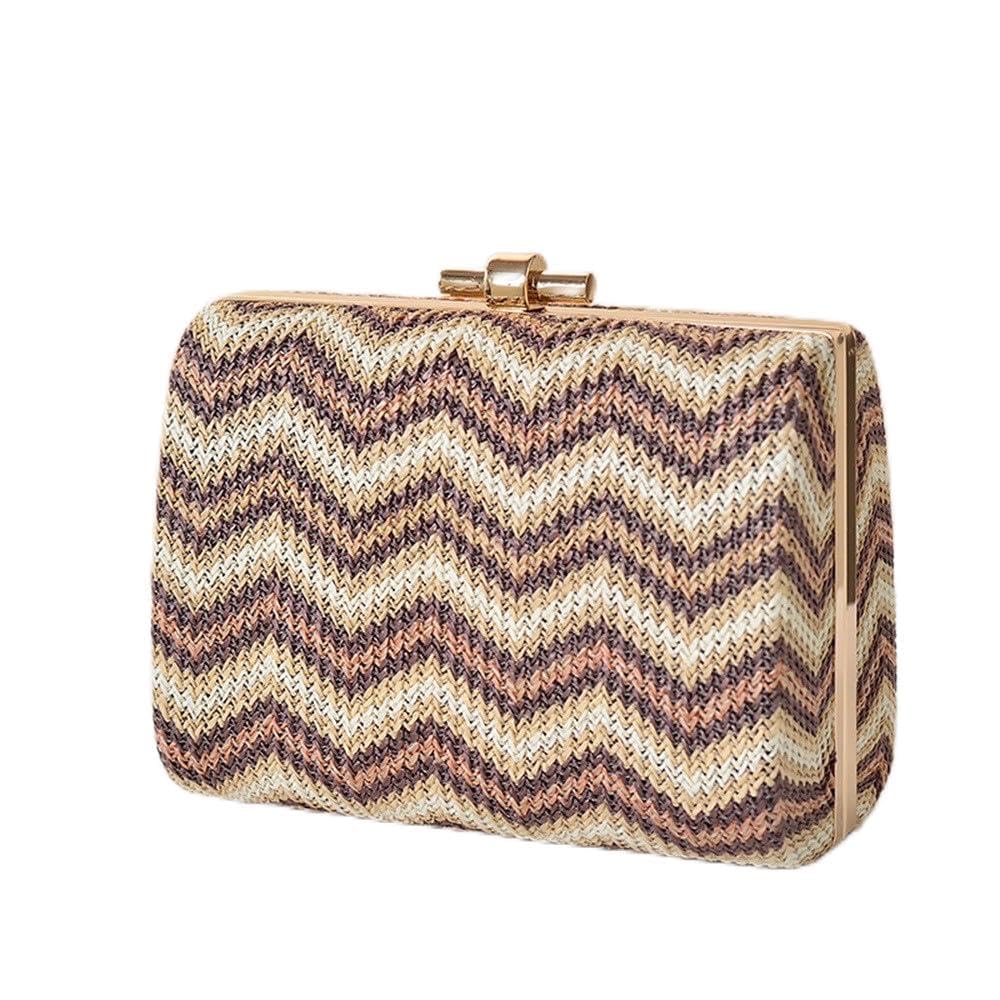 Bolso de Mano de Paja Bolso de mano cuadrado for mujer, bolso noche para Mujeres