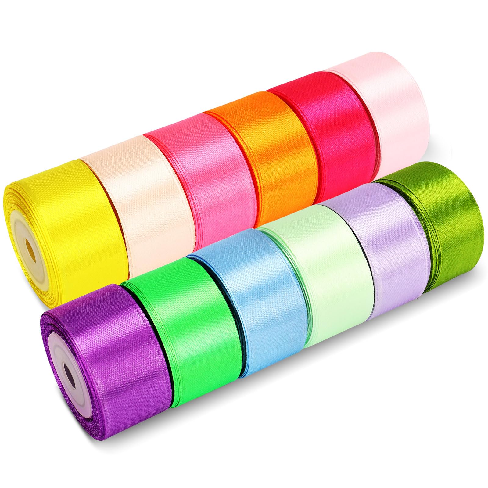 Ruban Satin 12 Couleurs 25mm X 10m - Pour DIY, Emballage Cadeau, Mariage, Décoration | Polyester Haut De Gamme
