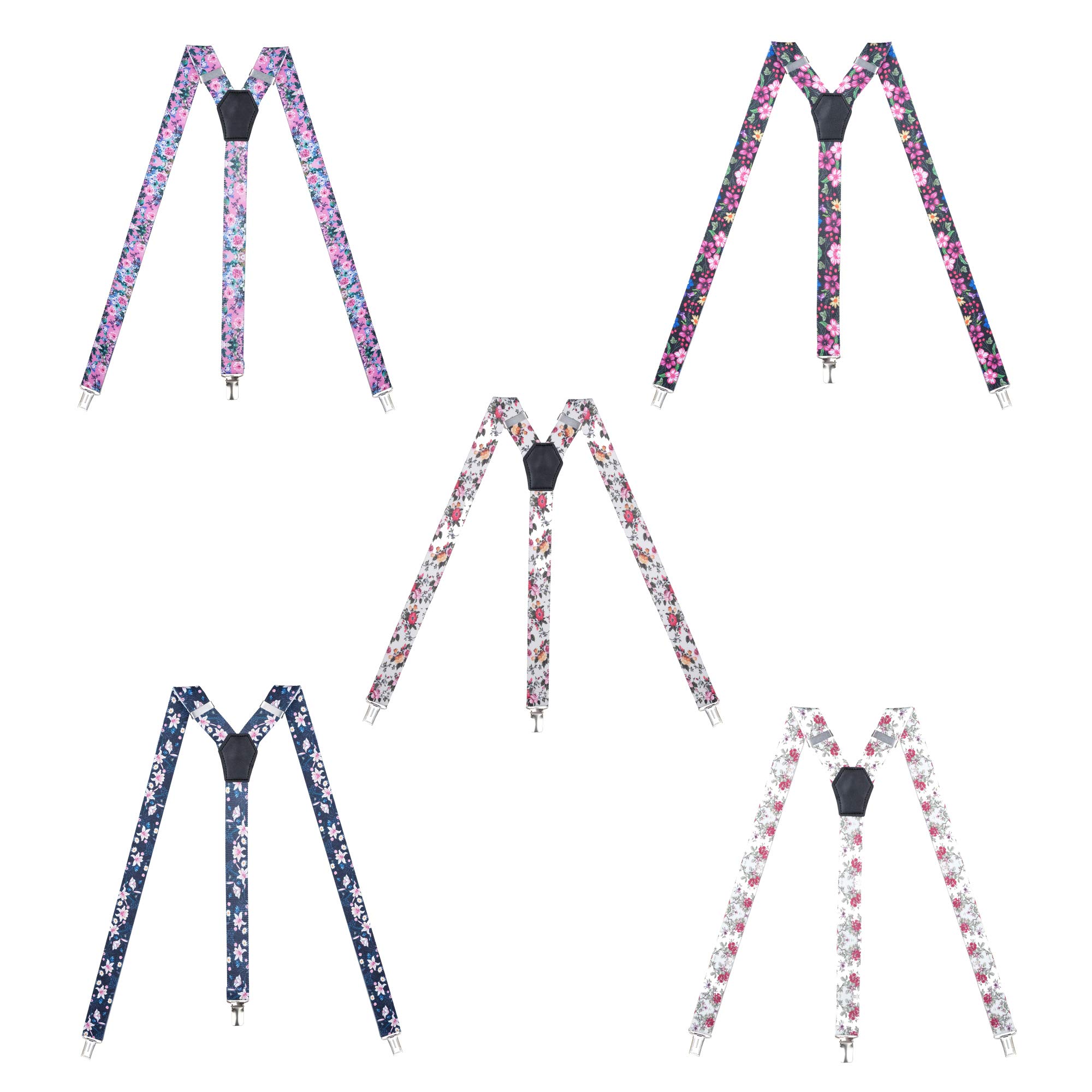 Womens Suspenders – Y Back Style – 1" Width - Comfortably Adjustable Elastic Straps and Metal Clips