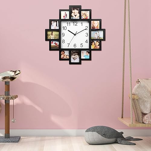 Miniatura 4 de KOCASO Marco de fotos, collage de 12 imágenes, reloj de pared para colgar en la pared, decoración del hogar, haz tu propio reloj multifoto, punto de