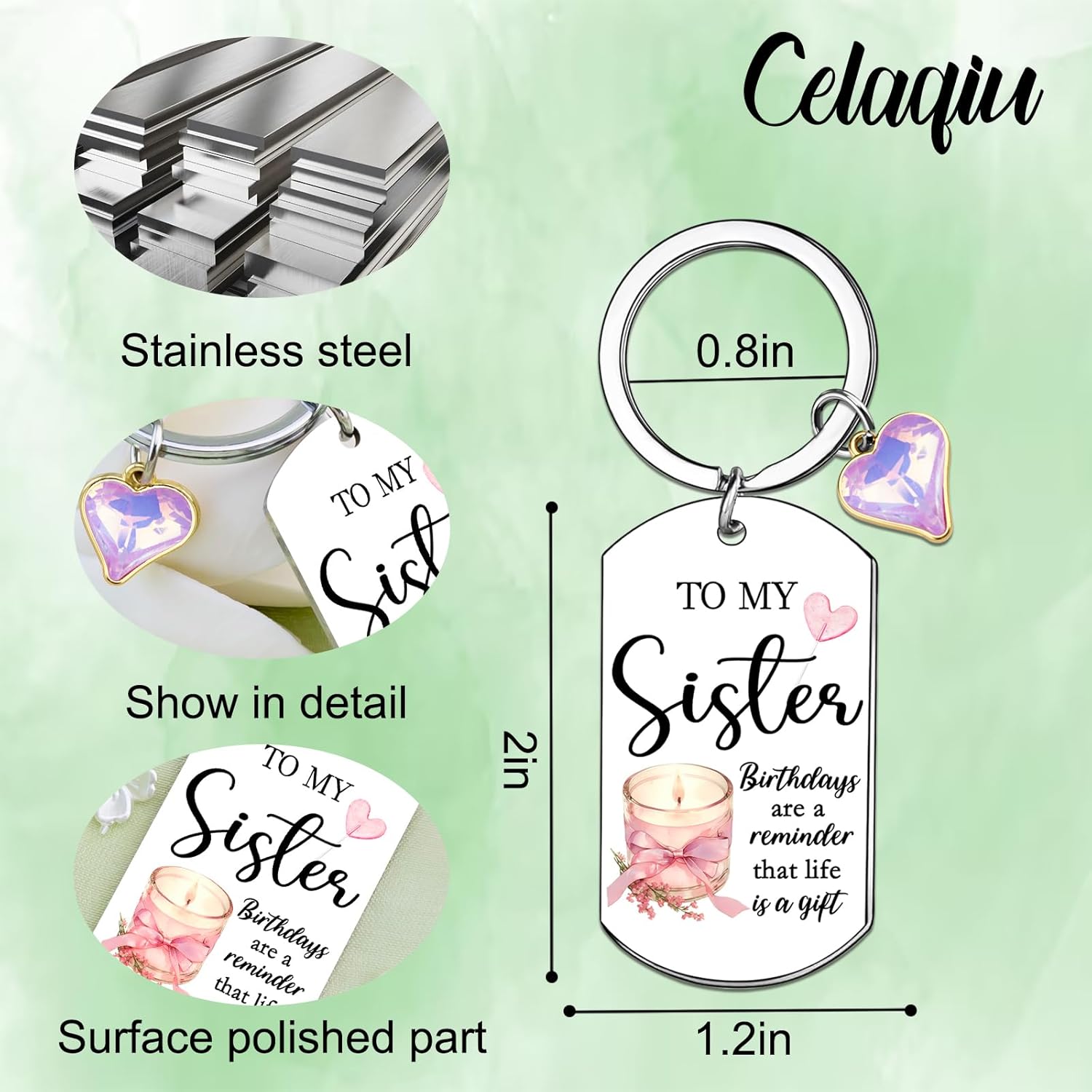 Happy Birthday Gifts for Sister Women Keychain for Sisters Big Sister Gifts from Little Sisters Birthday Keychain for Bestie Friends - Image 6