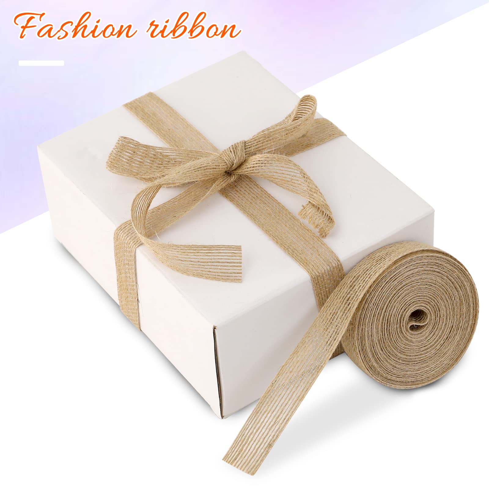 Craftdady Natural Burlap Ribbon - 54.6 Yards 1/4 Inch Jute Craft Ribbon Roll
