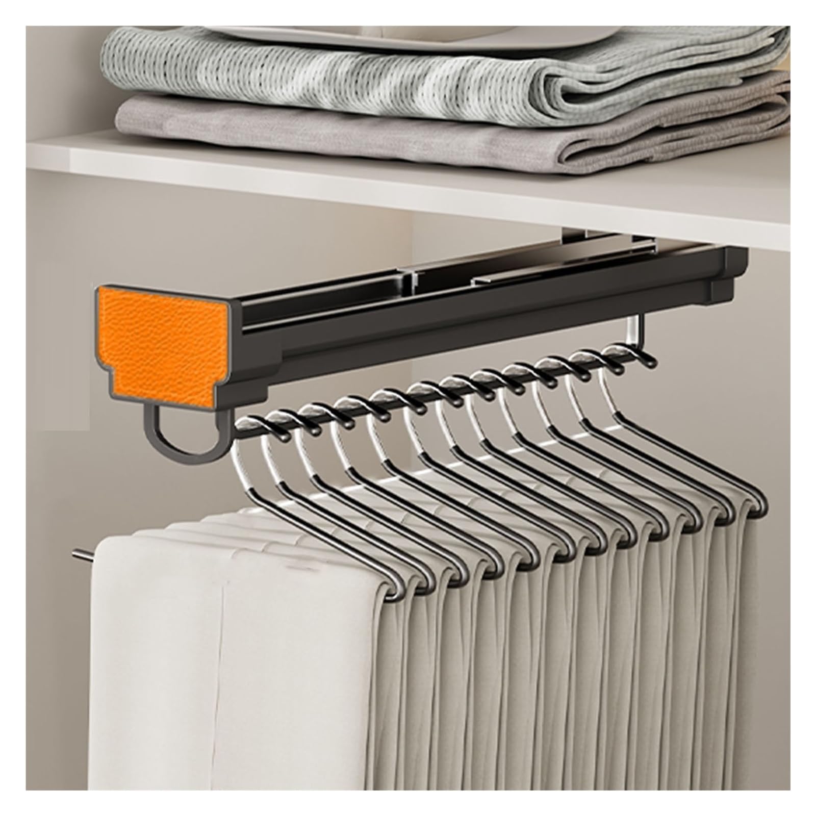 IUokLU Pull Out Trousers Rack,Pull Out Clothes Hanger Rail for Closet,Clothes Garment Rack Organizer Holder,Loading Capacity 25 Kg(1-36cm)