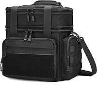 Gafetrey Tactical Lunch Box for Men - Large 15L Insulated Leakproof Cooler Bag with 6 Pockets for Work, Camping, Travel (Black)