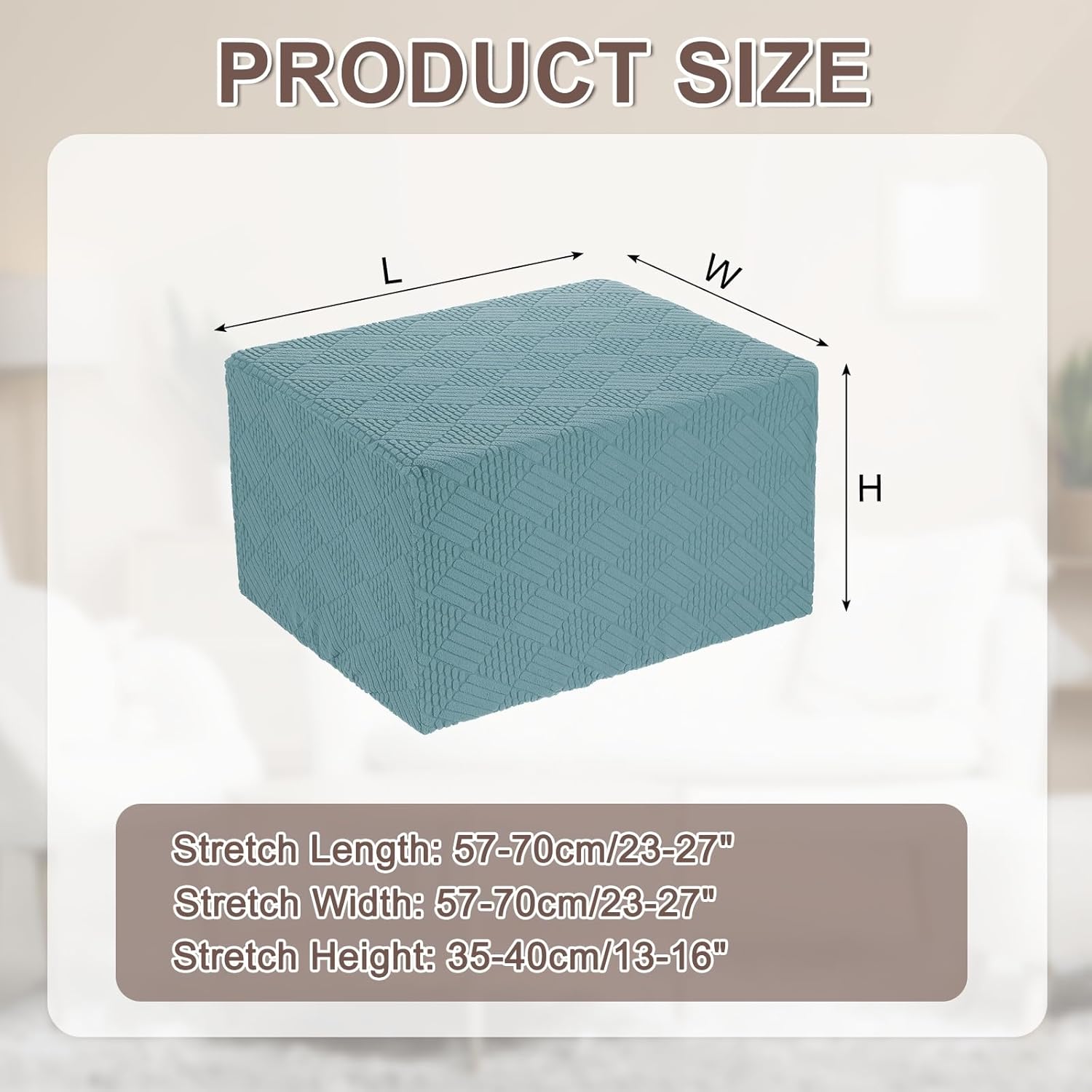 uxcell Stretch Foot Stool Cover Stripe Square Foot Stool Slipcover with Elastic Furniture Protector for Living Room Bedroom Fit Length 85-95cm / 33"-37", Large, Khaki