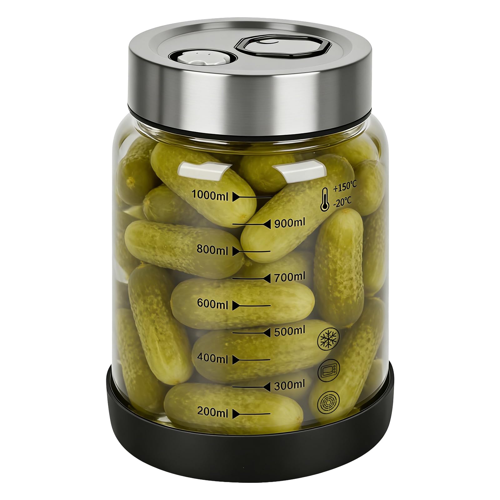 RUCUDIM Tarro de fermentación con tapa de 1 L, vaso de fermentación con ventilador de fermentación, recipiente para kimchi, vaso de kéfir, vasos de fermentación, vidrio kimchi, cristal de fermentación - 2