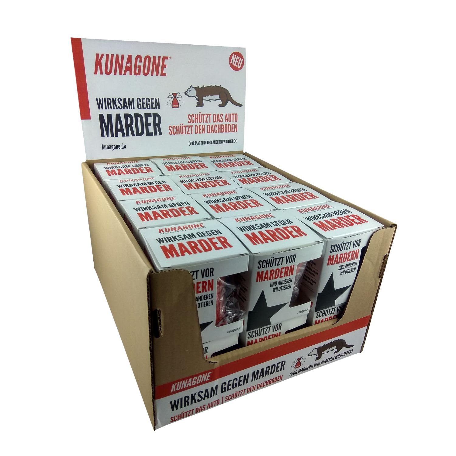 Marderschreck, Marder-Abwehrmittel 24er-Pack, Natürliches Mittel gegen Marder für das Auto und den Dachboden, Marderabwehr, Marderschutz, Hundefell mit Wachs, wirkt 3-6 Monate, 24 Stück