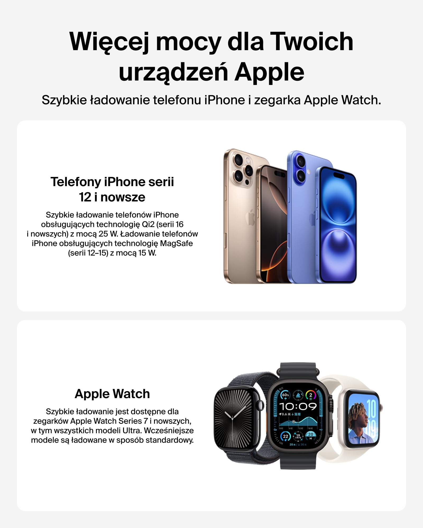 Belkin UltraCharge Pro Stacja Ładująca Qi2 2 w 1, 25 W – Czarna | Zgodna z MagSafe Bezprzewodowa Ładowarka do Urządzeń iPhone, Apple Watch i Słuchawek, Certyfikat Qi2.2, z Zasilaczem 45 W