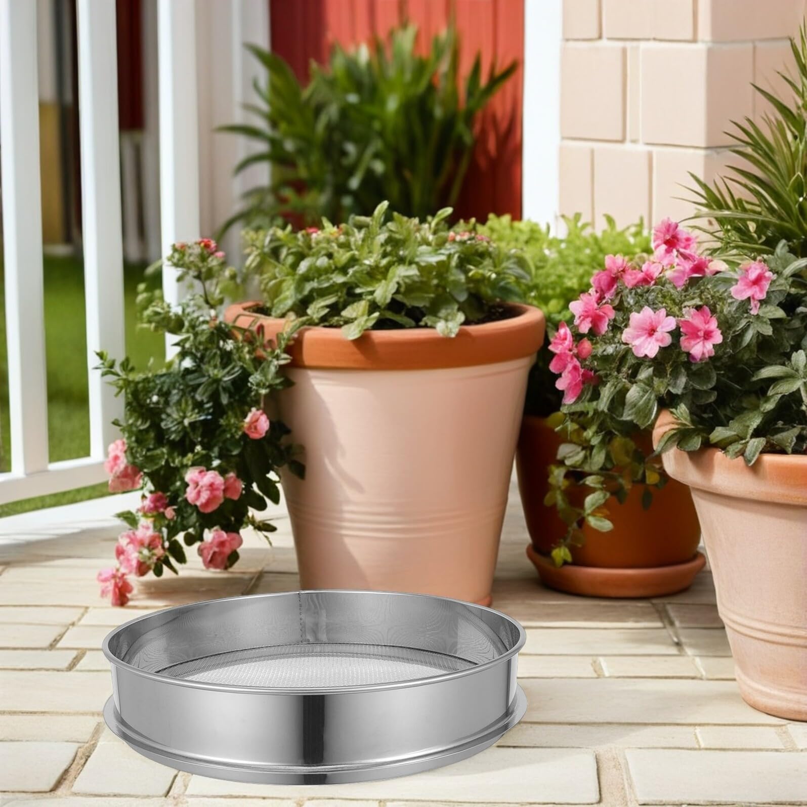 Toyvian Cedazo de Tierra para Compost de Acero Inoxidable de 35cm con Malla Grande para Separación de Rocas y Arena, Adecuado para Preparación de Suelo de Bonsáis