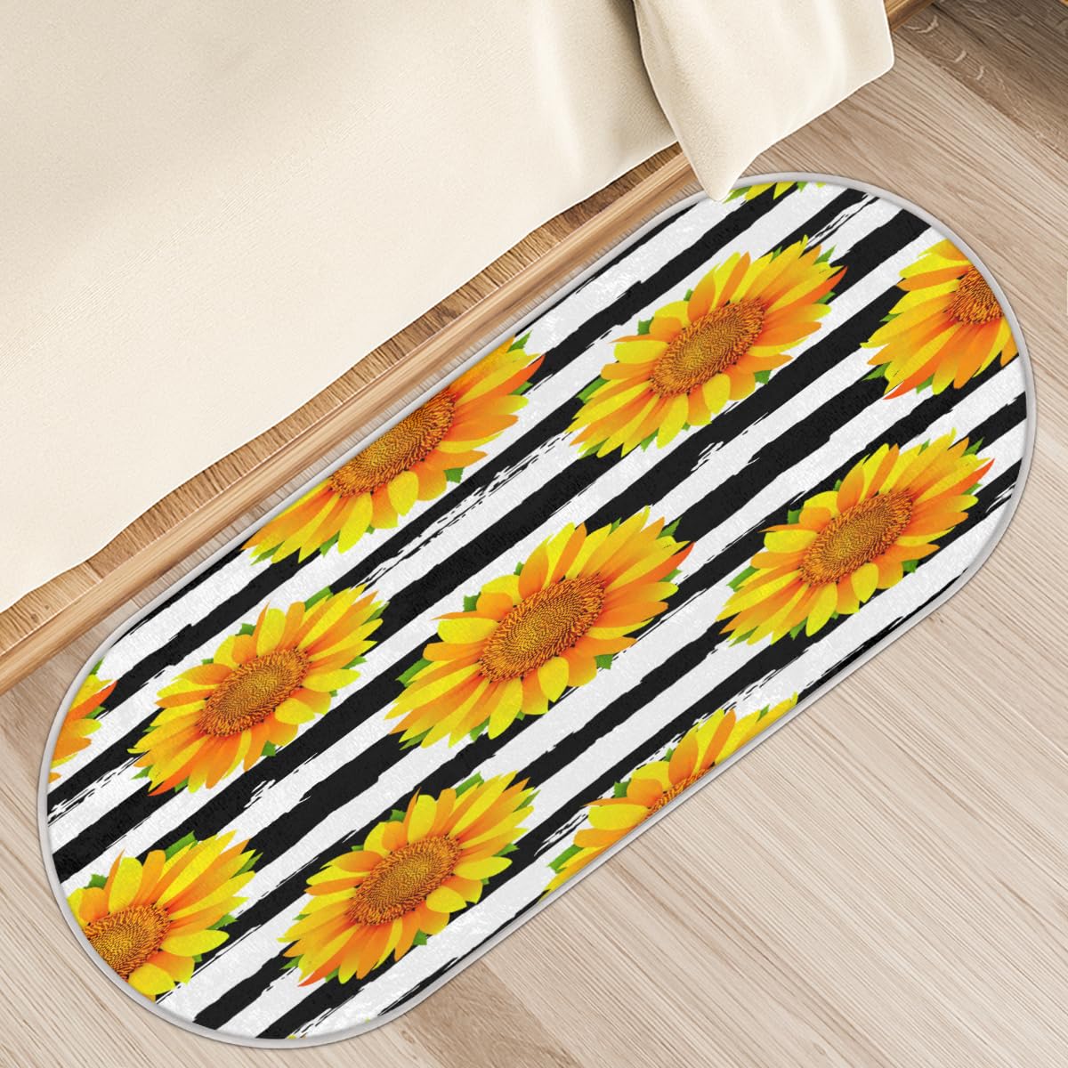Tapis antidérapant à poils longs doux pour chambre et cuisine