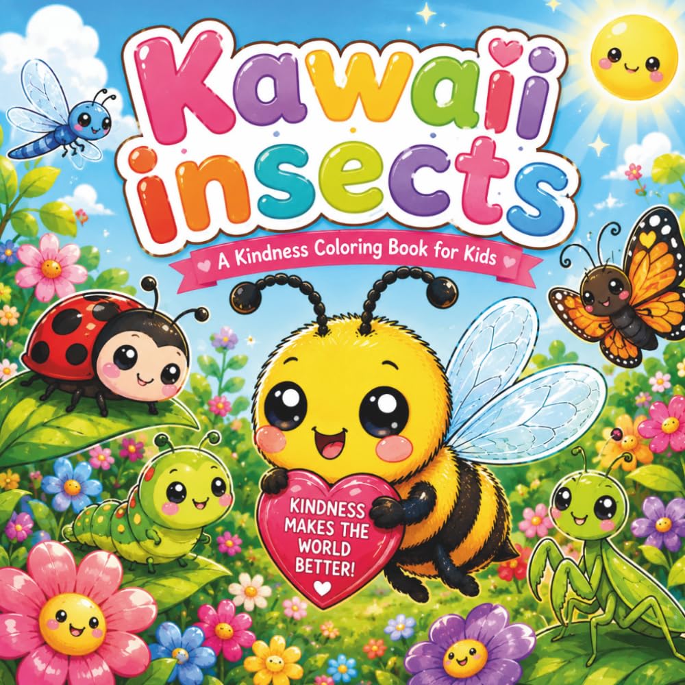 Kawaii Insects Coloring Book: Step into a tiny world of cute bugs, happy critters, and adorable insect adventures with Kawaii Insects